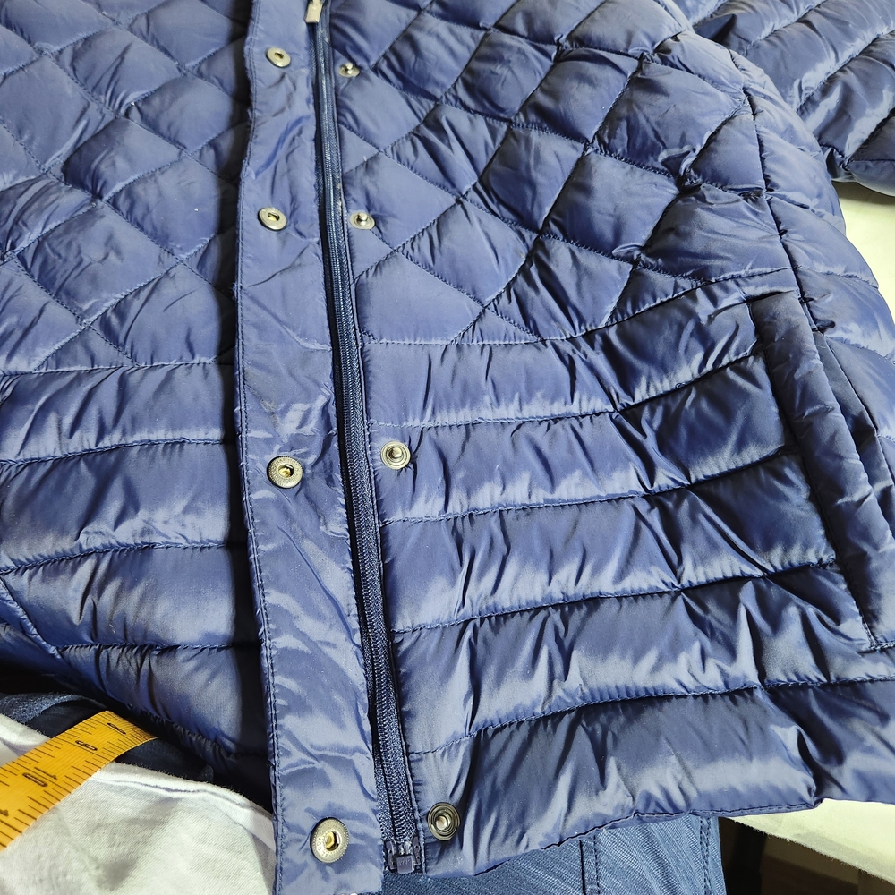 Lands End Elegant Blue Quilted Down  Puffer Jacket Small Winter - Picture 9 of 13